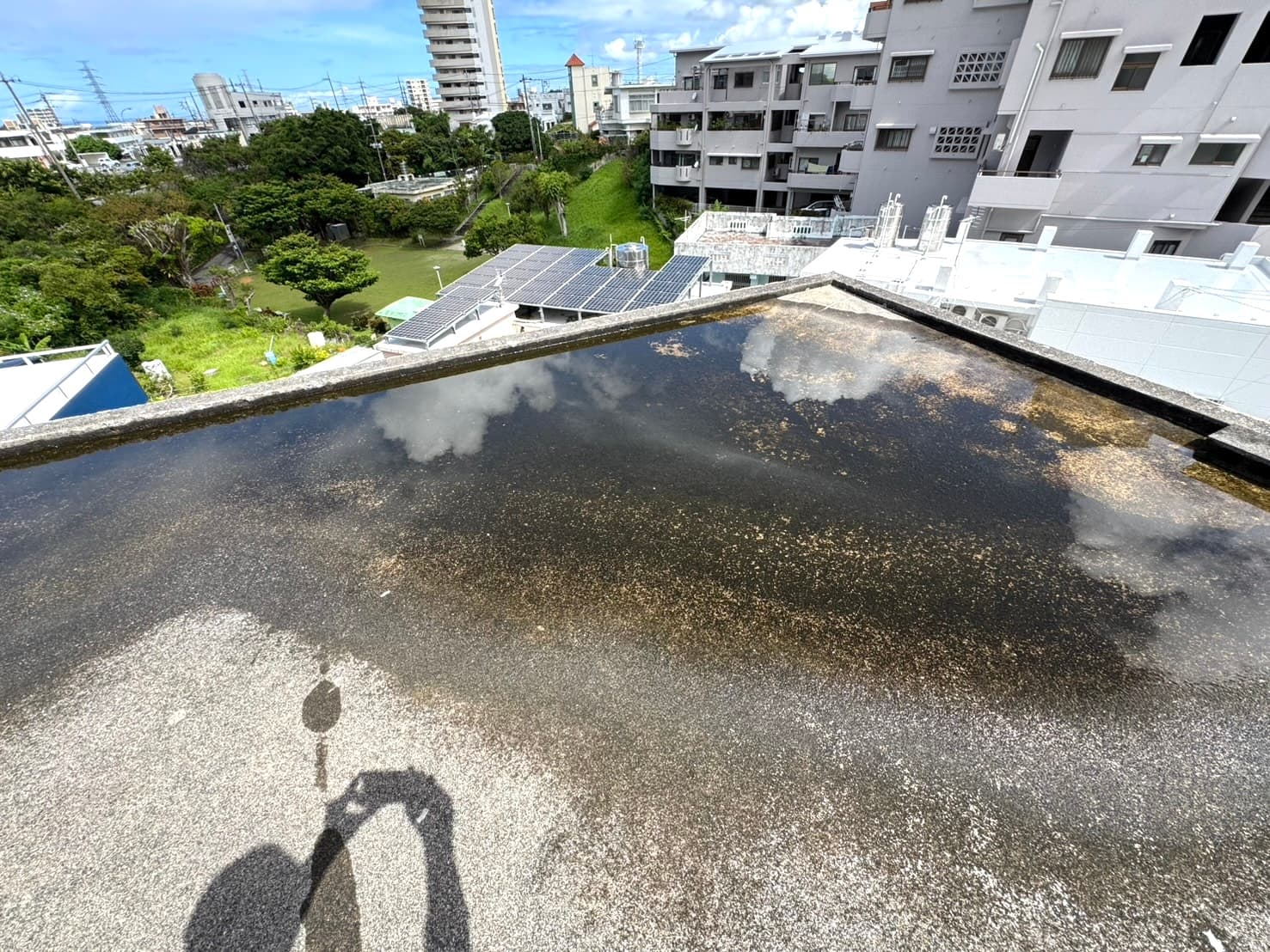水たまりができた屋上