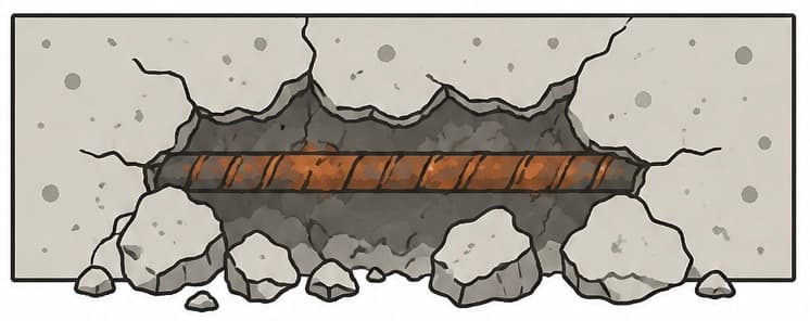 表面にひび割れや爆裂が発生するイラスト