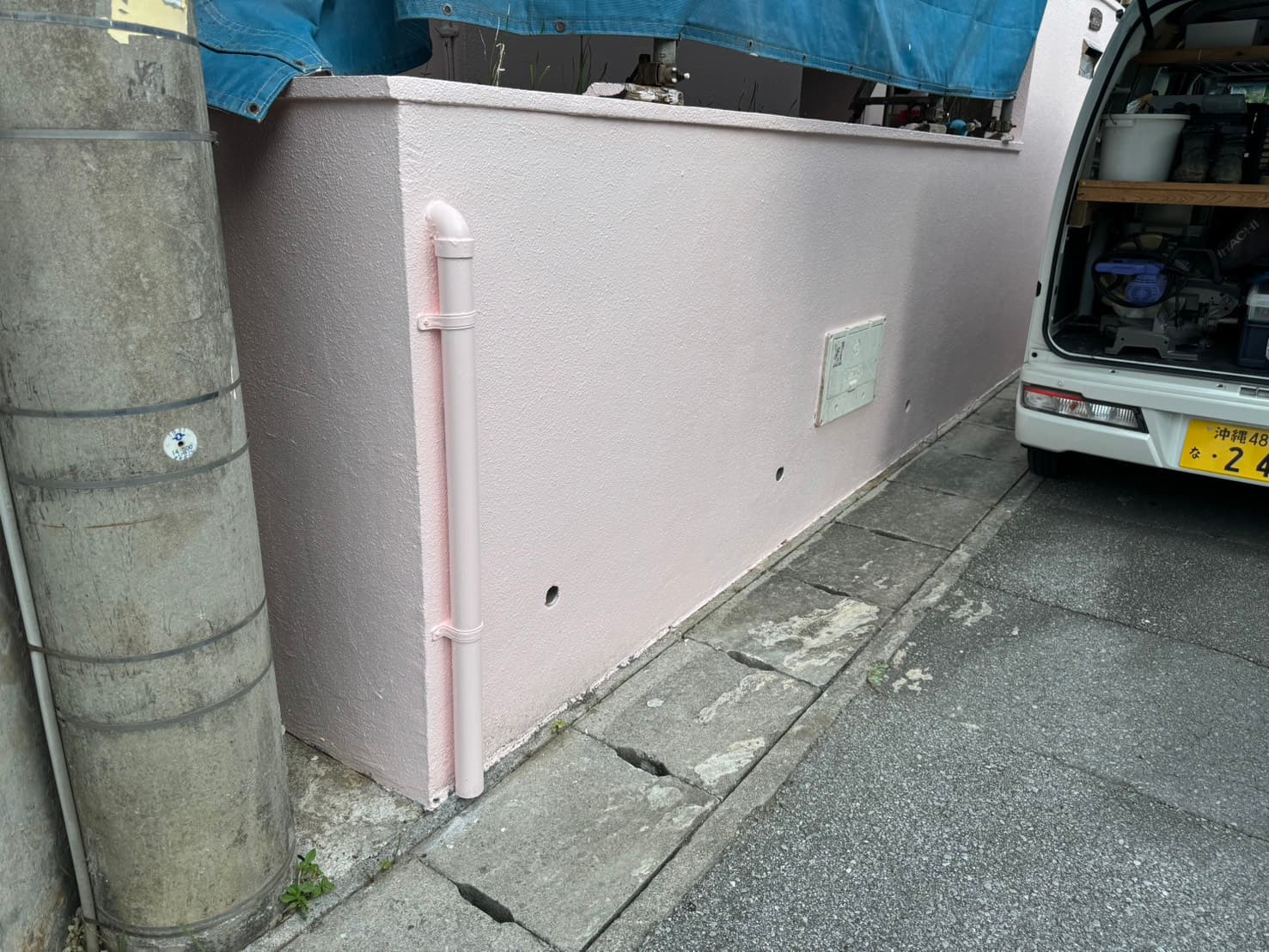 排水パイプ設置後